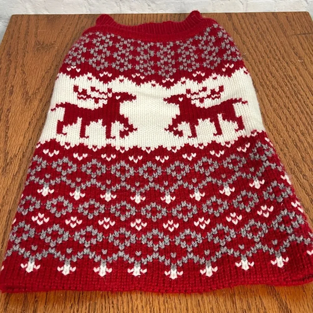 Telluride Clothing Company Knit Dog Sweater Fair Isle w/ Reindeer Medium